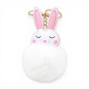 BUNNY POM POM KEYCHAIN IN WHITE